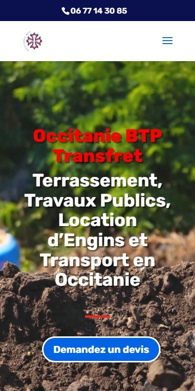 Le site occitaniebtp.fr affiché sur smartphone
